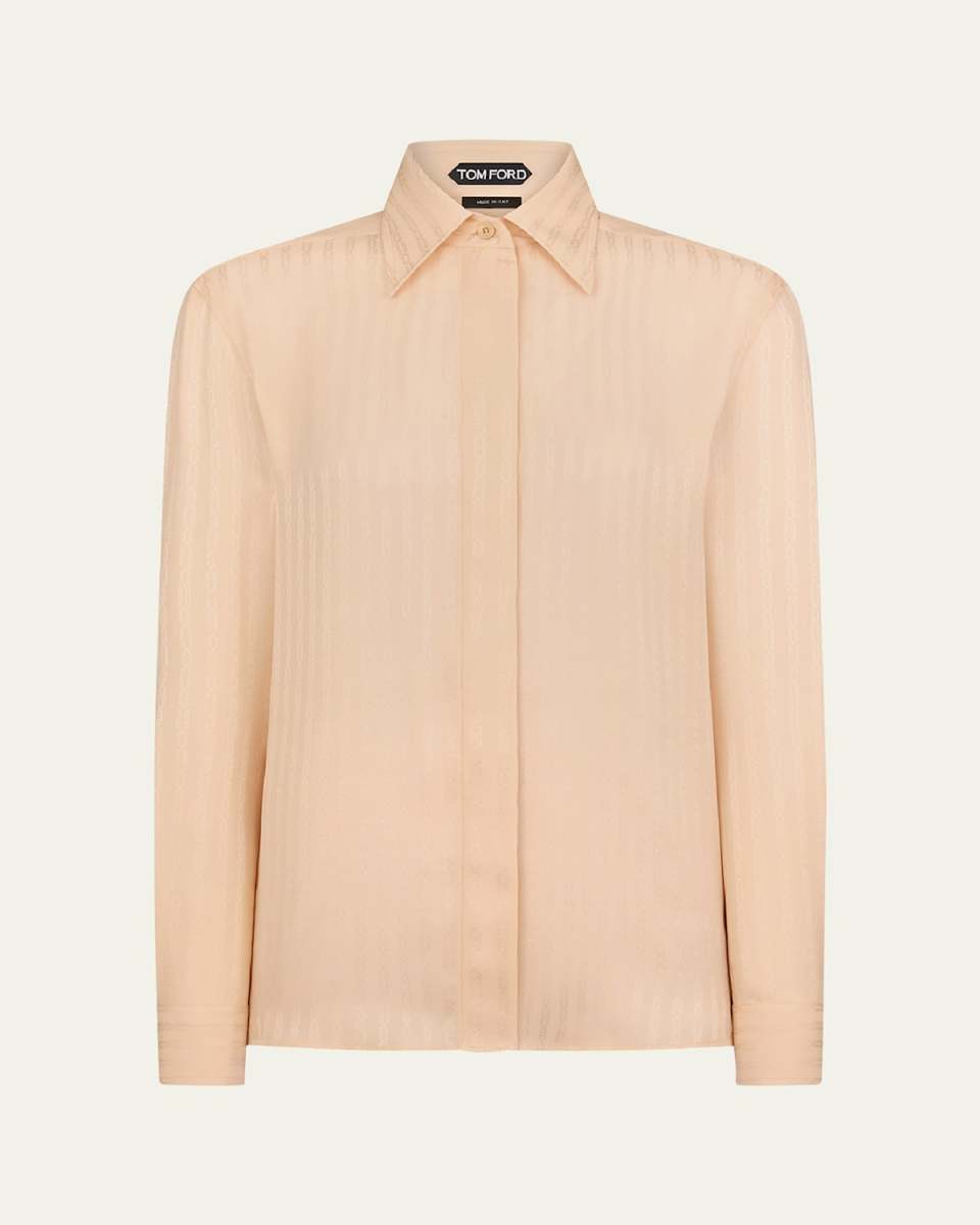 Whitney Chain Striped Fluid Silk Shirt